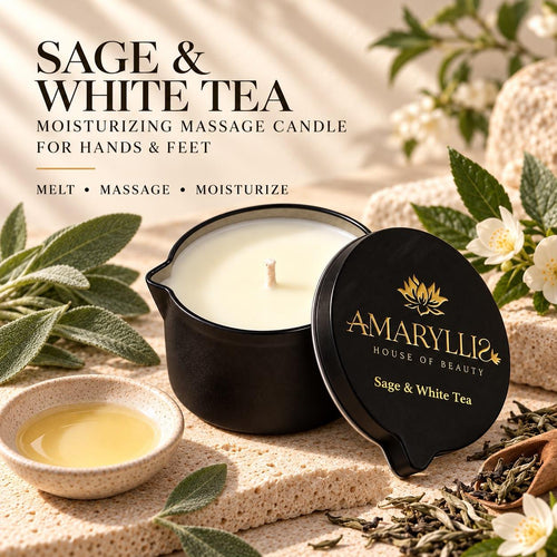 Amaryllis Sage & White Tea Moisturizing Massage Candle for Hands & Feet