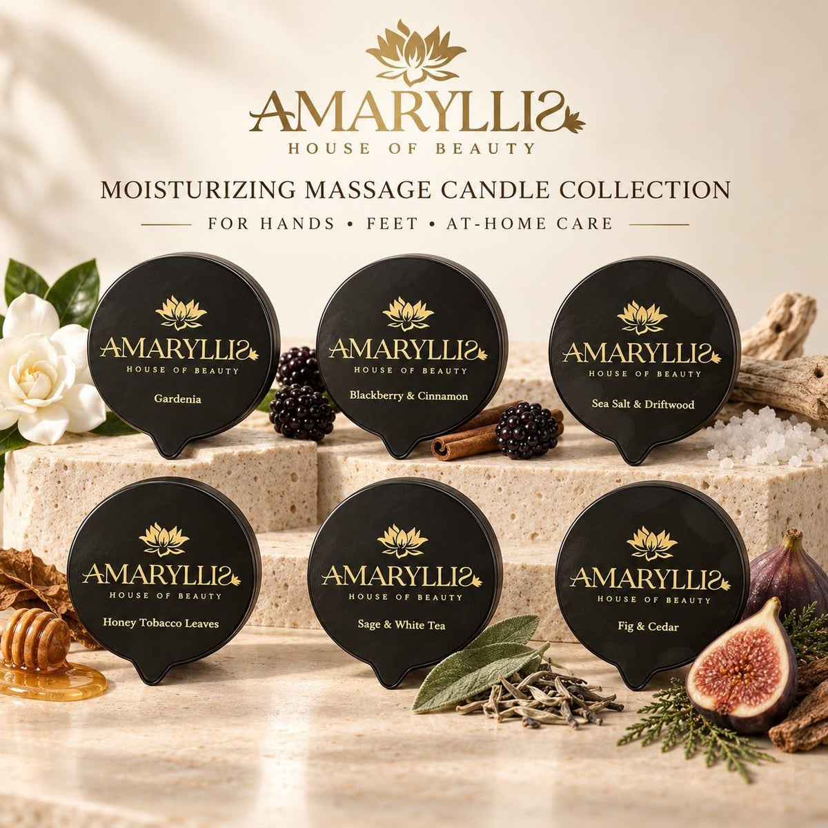 Amaryllis Sage & White Tea Moisturizing Massage Candle for Hands & Feet