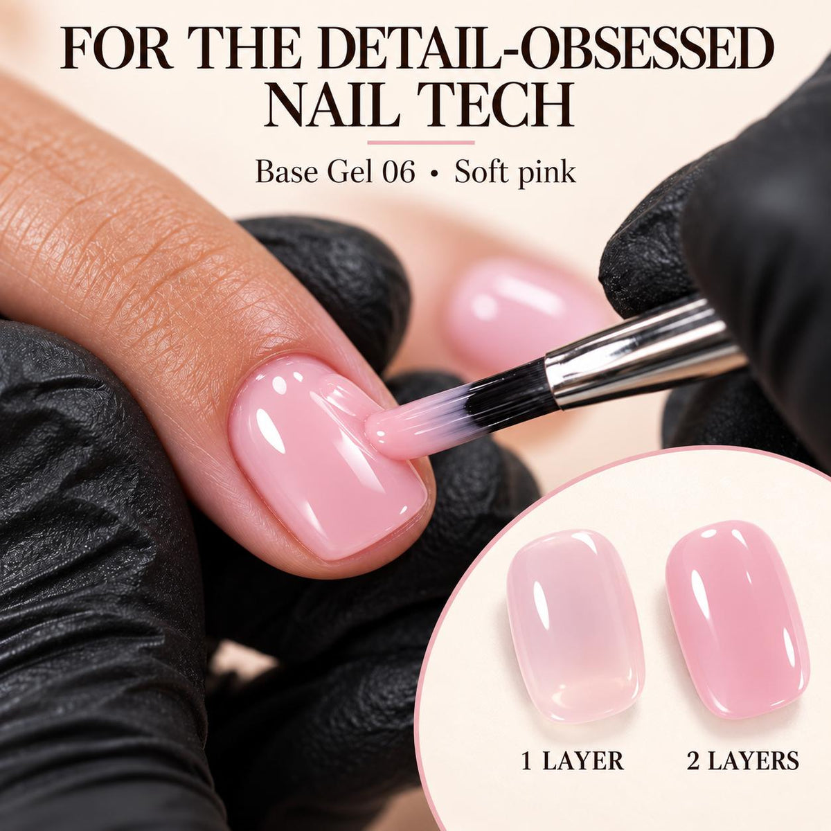 Amaryllis House of Beauty Base Gel 06 Blush Pink, HEMA-Free & TPO-Free, Soak-Off UV/LED Nail Base Coat, 15 mL Glossy Nail Art