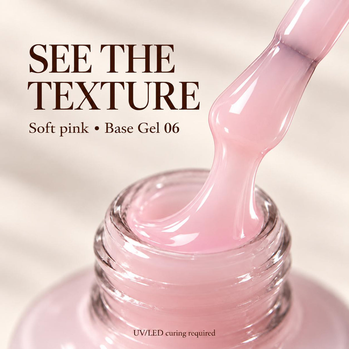 Amaryllis House of Beauty Base Gel 06 Blush Pink, HEMA-Free & TPO-Free, Soak-Off UV/LED Nail Base Coat, 15 mL Glossy Nail Art
