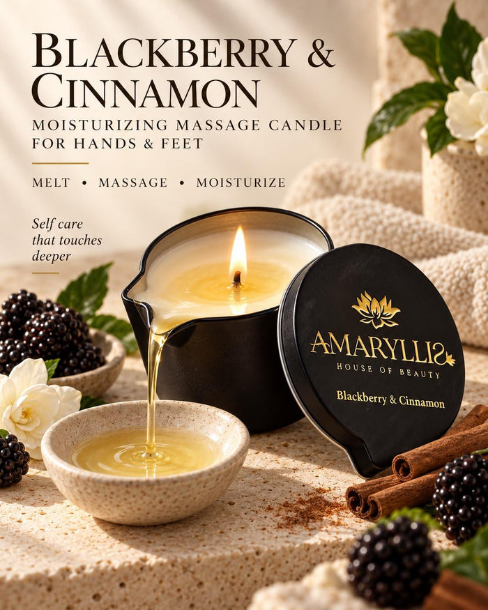 Amaryllis Blackberry & Cinnamon Moisturizing Massage Candle for Hands & Feet