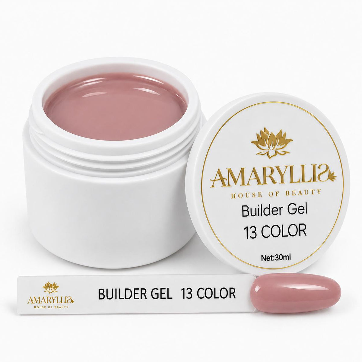 Amaryllis House of Beauty Builder Gel for Nails, Rosewood Nude #13, 30 mL