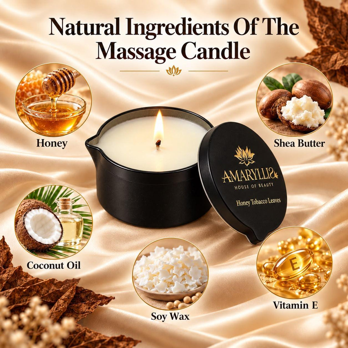Amaryllis Honey Tobacco Leaves Moisturizing Massage Candle for Hands & Feet