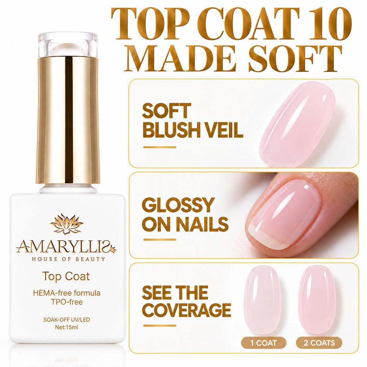 Amaryllis House of Beauty Rosy Top Coat 10, 15 mL