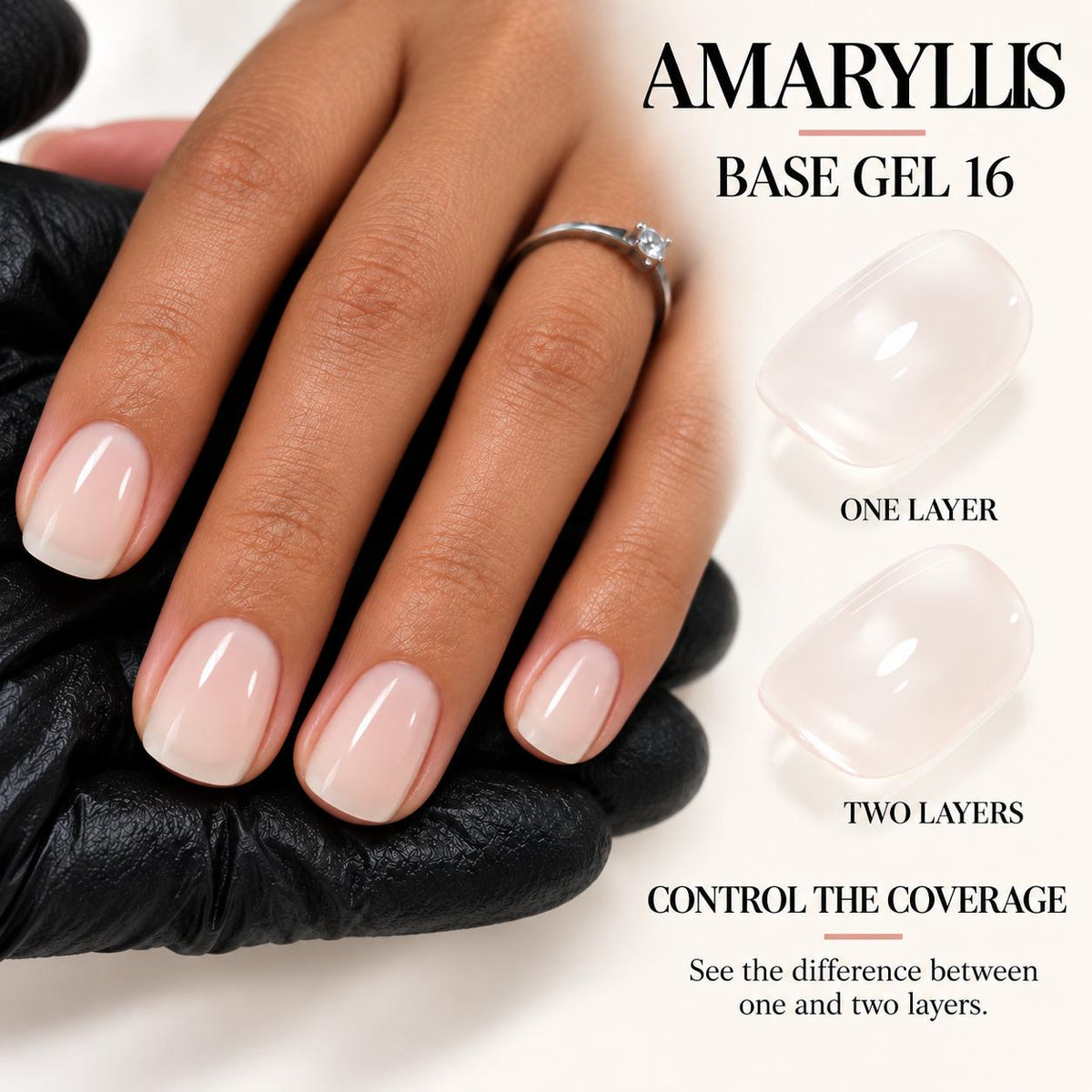 Amaryllis House of Beauty Rubber Base Gel 16, HEMA-Free & TPO-Free, Soak-Off UV/LED Nail Base Coat, 15 mL
